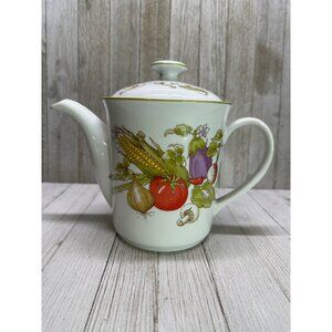 Vtg Rosenthal Netter Tea Pot with Veggie Decor Mushrooms Japan 7" Tall with Lid